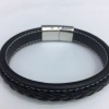 Best-selling stainless steel genuine leather bracelets from Europe and America, retro genuine leather woven bracelets for men and women Item Picture